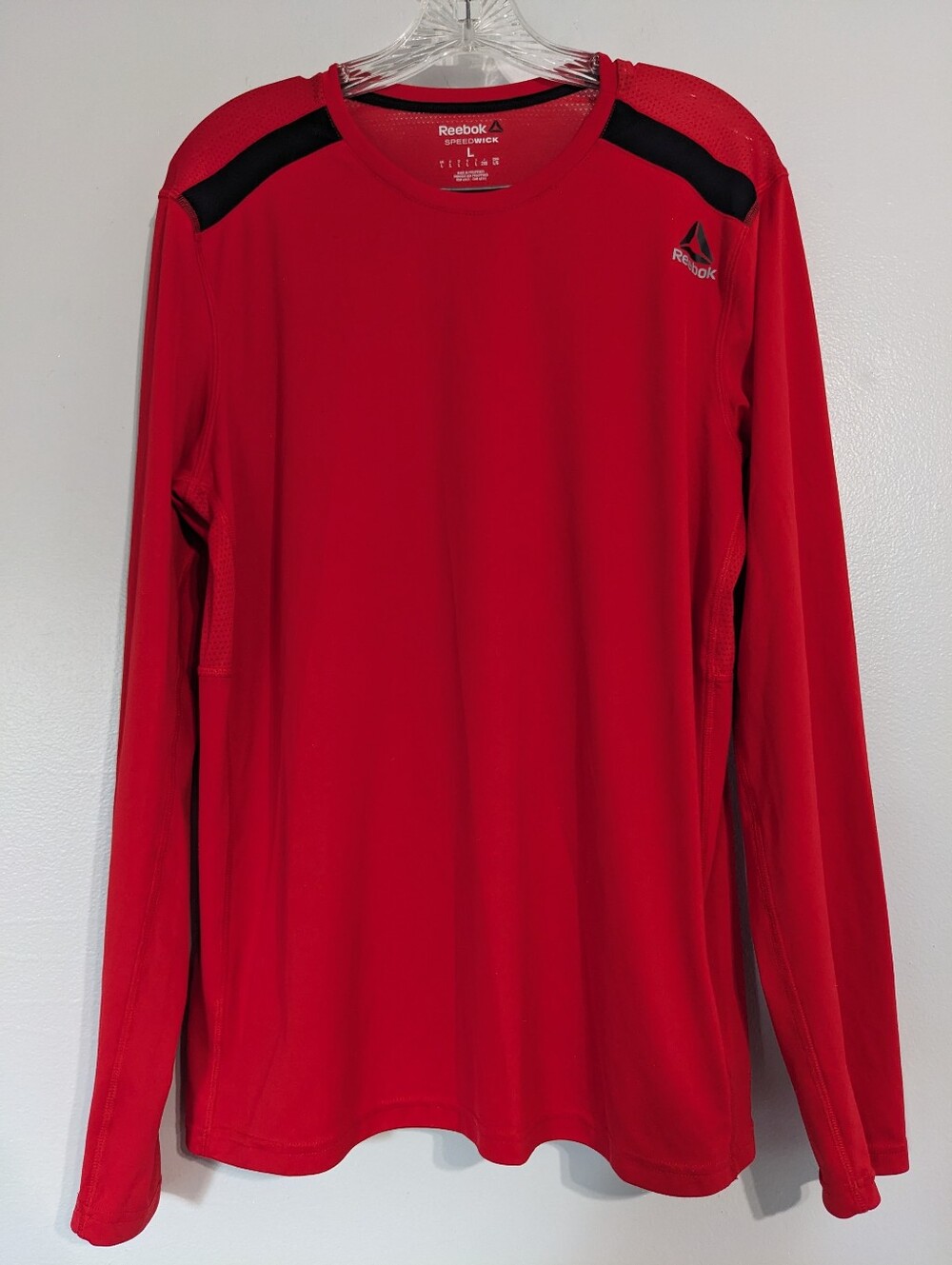 Reebok Speedwick Performance Shirt Mens Large Red Long Sleeve Light Weight